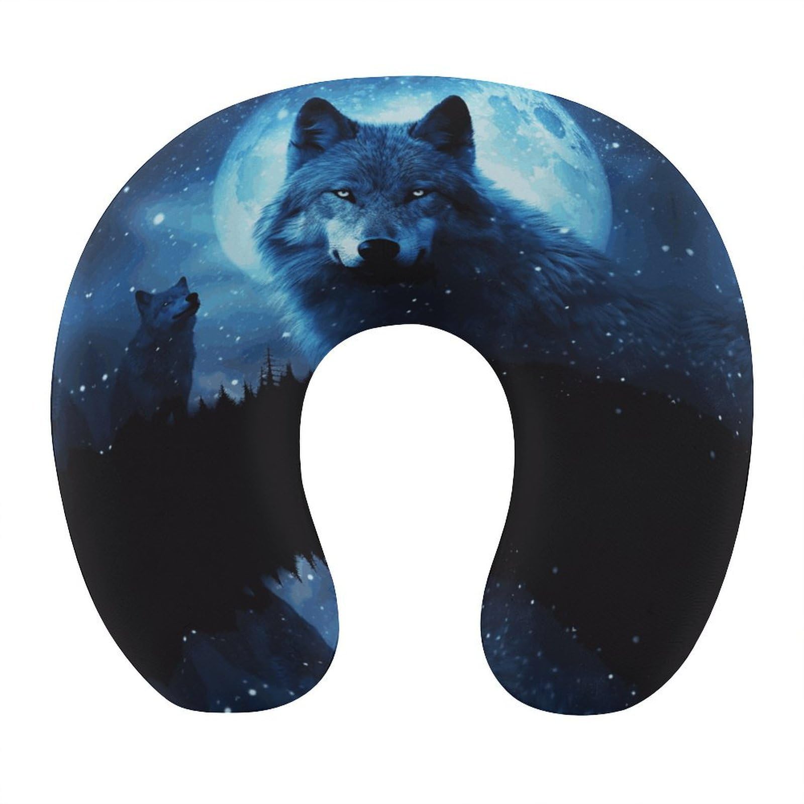 MUSM Wolfs Travel Pillow for Sleeping Comfortable Portable U Shaped Pillows for Airplane Car Train Lightweight Memory Foam Neck Pillow for Home Office Travelling