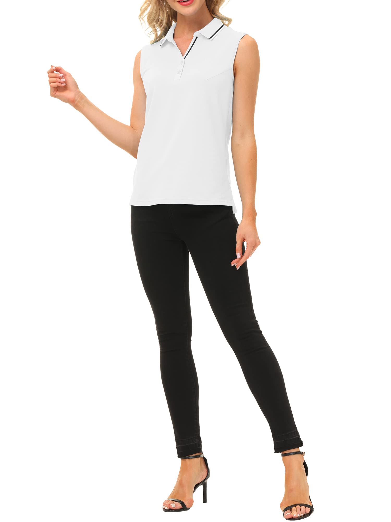 MoFiz Polo Femme sans Manches Travail Sport Shirt d'été Respirant Tennis Golf Tops