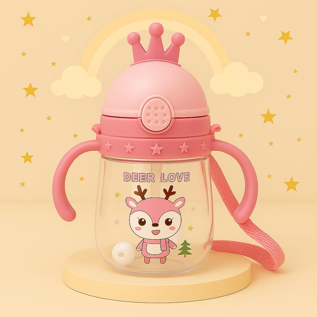 The Cheeky Kidzz Baby Feeding Unbreakable 300ml Straw Sipper Water Milk Liquids with Strap Feeder Bottle BPA Free Liquids Feeder for Toddlers/Infants/Kids 6 Months+ (Design 600)-image-45