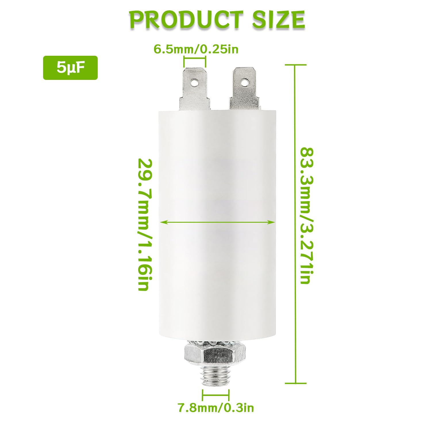 Condensateur Démarrage Moteur 5uF 450V CBB60 - 2 Pièces - Pour Pompes, Machines à Laver, Appareils électriques