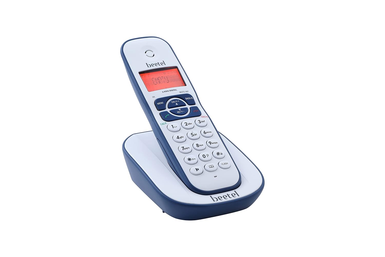 Beetel X73N Cordless 2.4Ghz Cordless Landline Phone with Caller ID Display, 2-Way Speaker Phone with Volume Controls, Auto Answer, Alarm Function, Stylish Design (Blue/White)(X73N) Beetel X73N Cordless 2.4Ghz Cordless Landline Phone with Caller ID Display, 2-Way Speaker Phone with Volume Controls, Auto Answer, Alarm Function, Stylish Design (Blue/White)(X73N)
