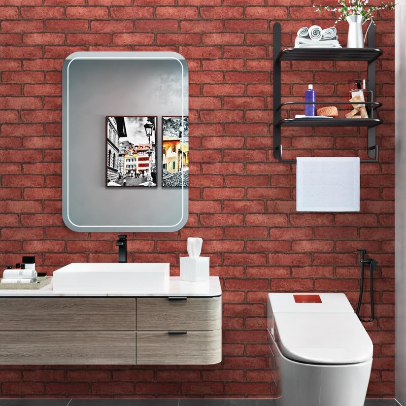 Image of Brick Wallpaper self Adhesive Brick Design Wall Stickers /DIY Wallpaper for Home Hotel Living Room Bedroom Cafe Deco | 1 Feet X 6.5 Feet-