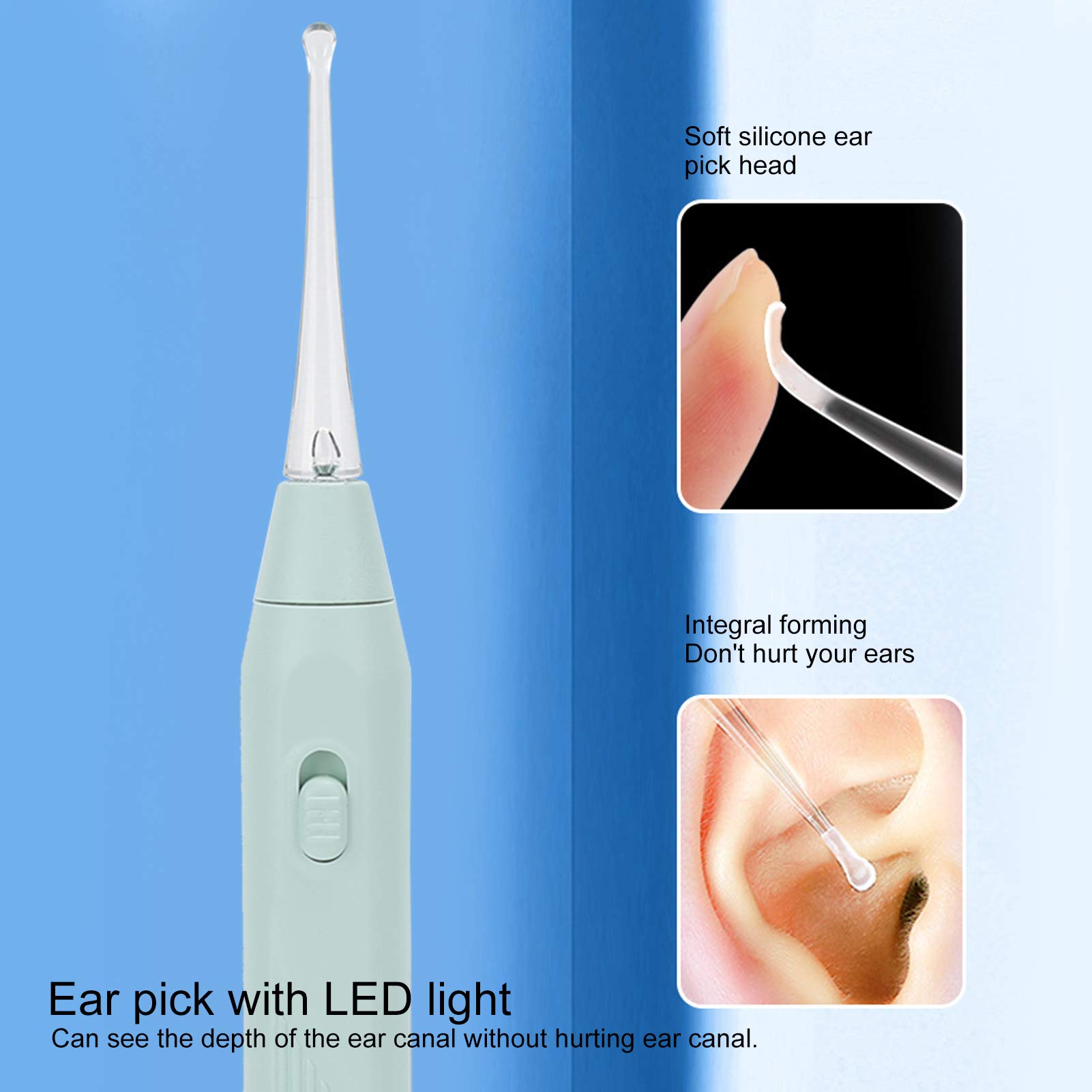 Ear Curette Earpick Kit con torcia elettrica, pinzette luminose a LED per eliminare il cerume per la rimozione del cerume per bambini, adulti e anziani con scatola di immagazzinaggio