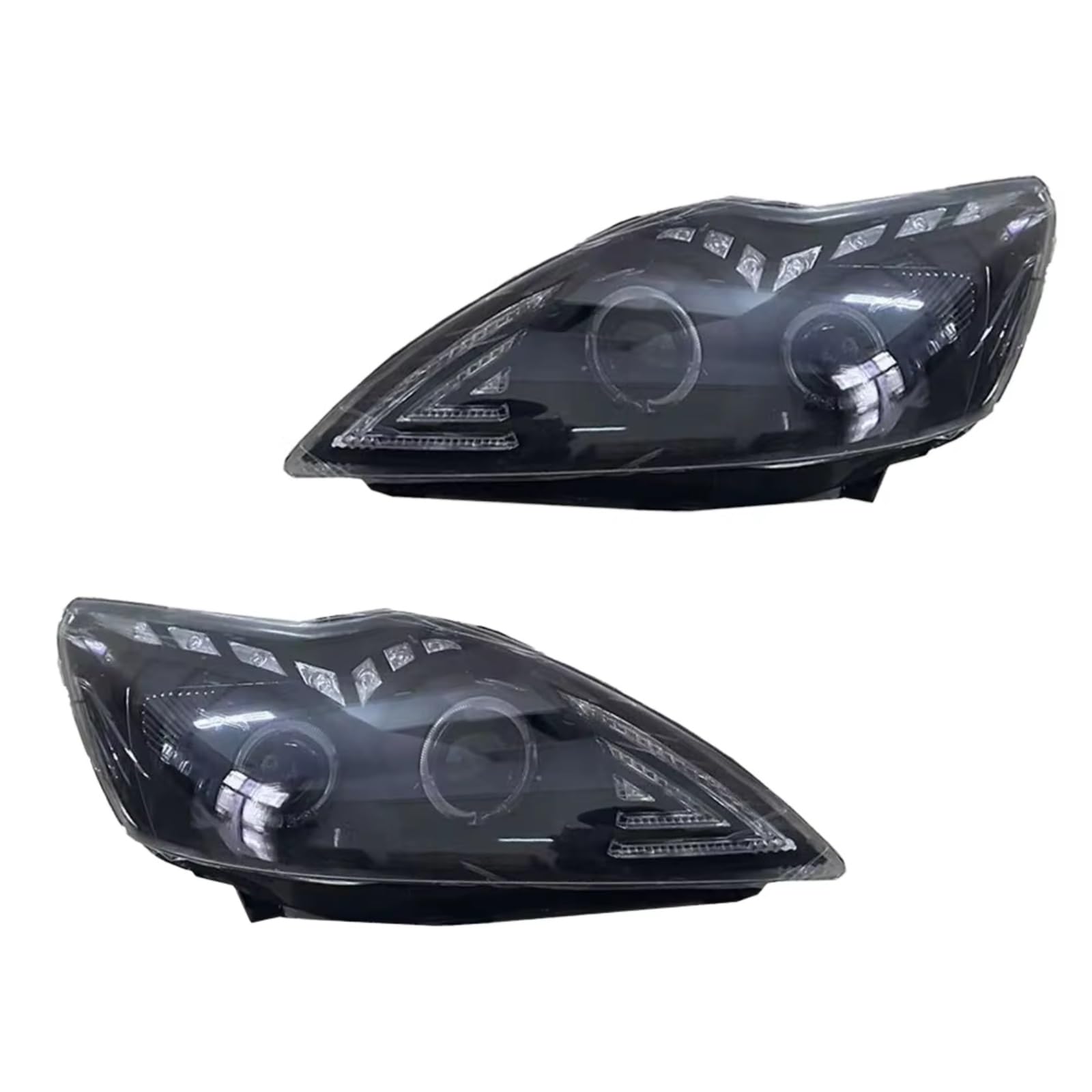 Compatibile Con Ford Per Focus 2009 2010 2011 2 Pezzi Fari DRL Indicatori Di Direzione Abbaglianti Angel Eye Proiettore Lenti Fari Gruppo Fari Abete