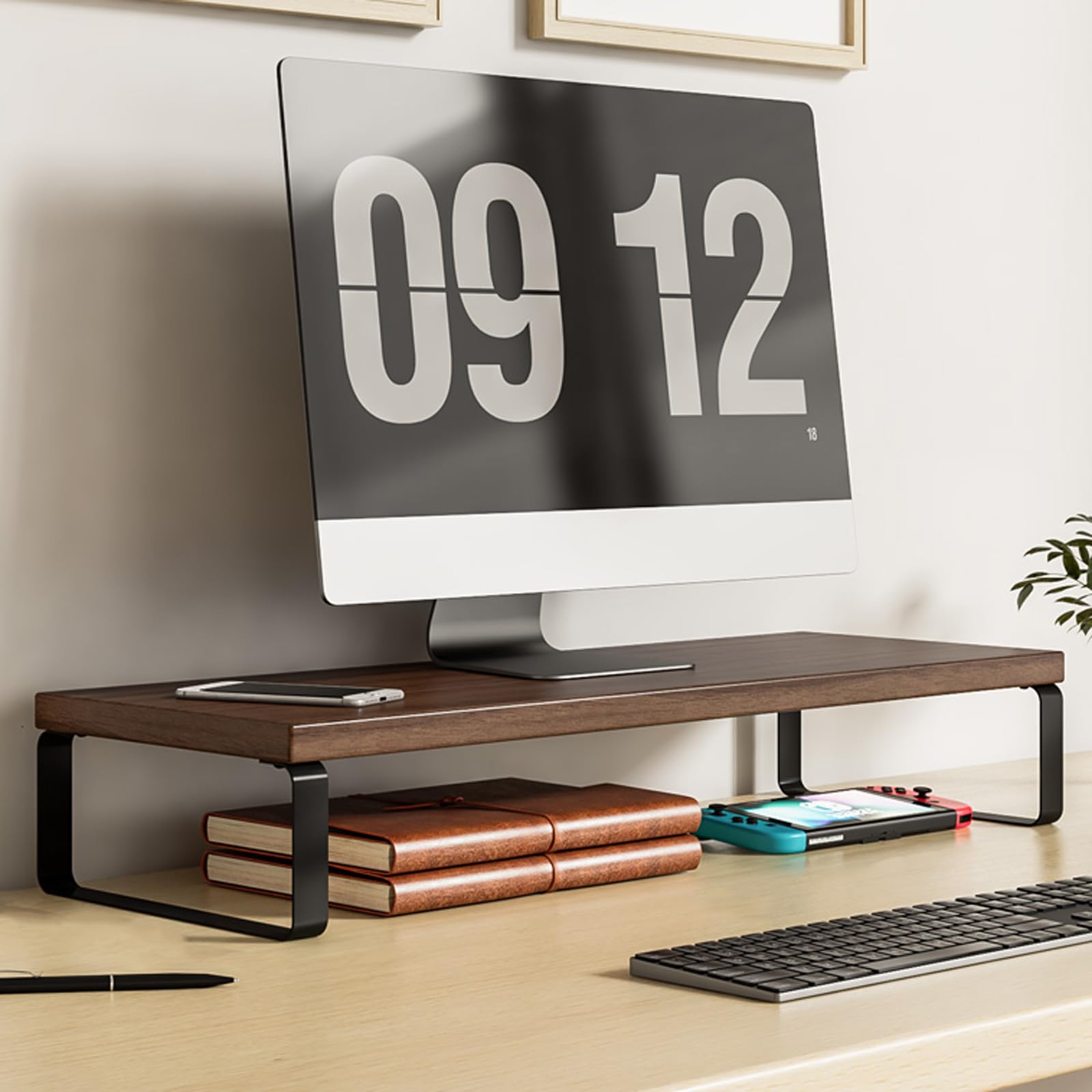 Monitor Riser Stand, Wooden Monitor Stand, Ergonomic, for Monitors