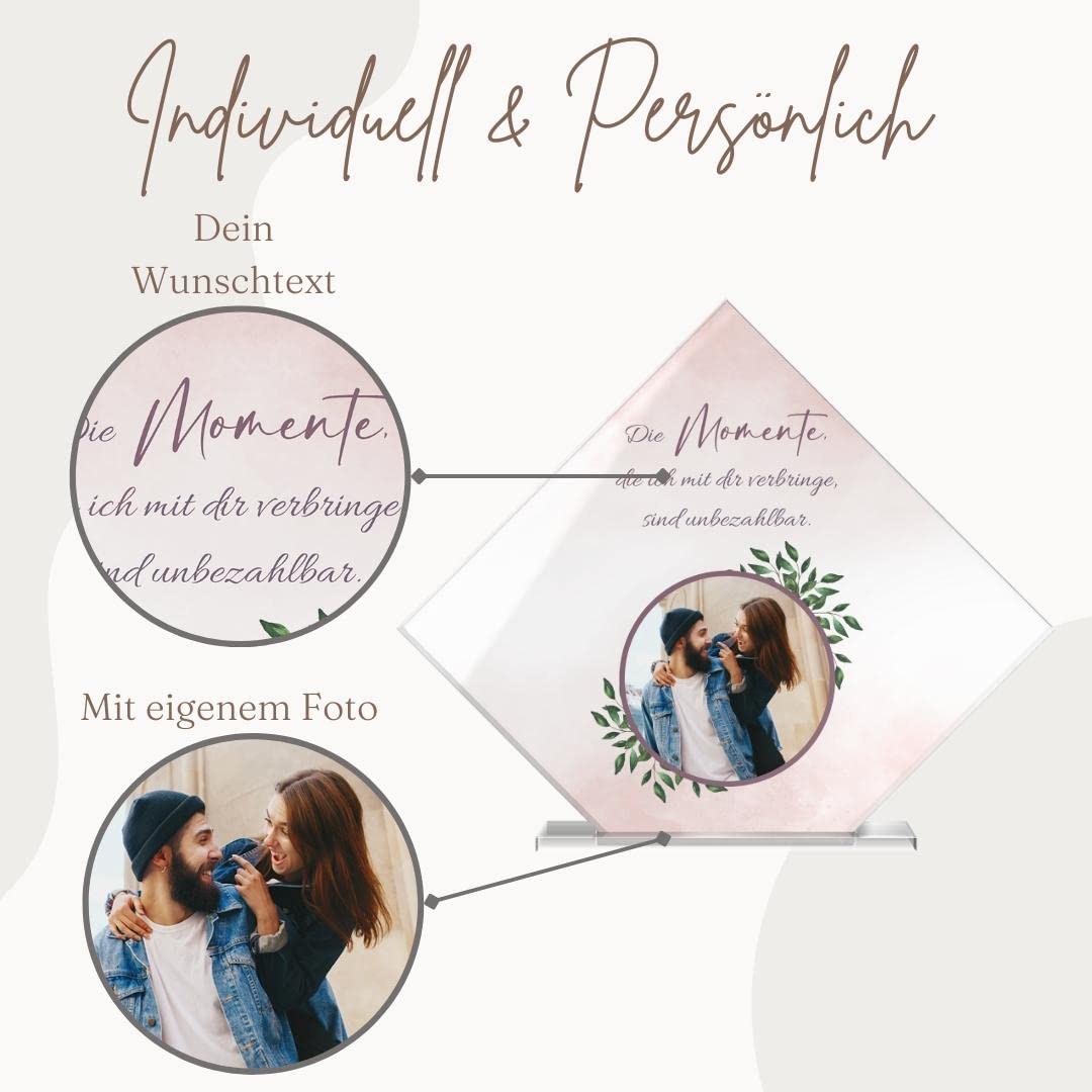 CHRISCK design Acryl Glasbild Fotoständer als besonderes Geschenk Muttertag - Geburtstagsgeschenk - Fotogeschenk für Freund Freundin Familie Paare Mama - Fotoaufsteller Bild