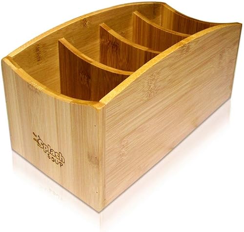Splash Soup Organizador de bambú natural  Contador de utensilios de cocina  Organizador de escritorio de oficina en el hogar  Soporte remoto para