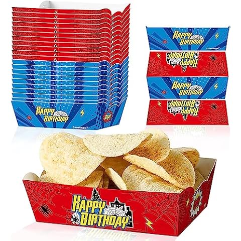 Caoekego 24 Pcs Spider Snack Bowl Party Supplies，Spider Food Trays for Kids Boys Superhero Spider Themed Birthday Party Decorations Cover