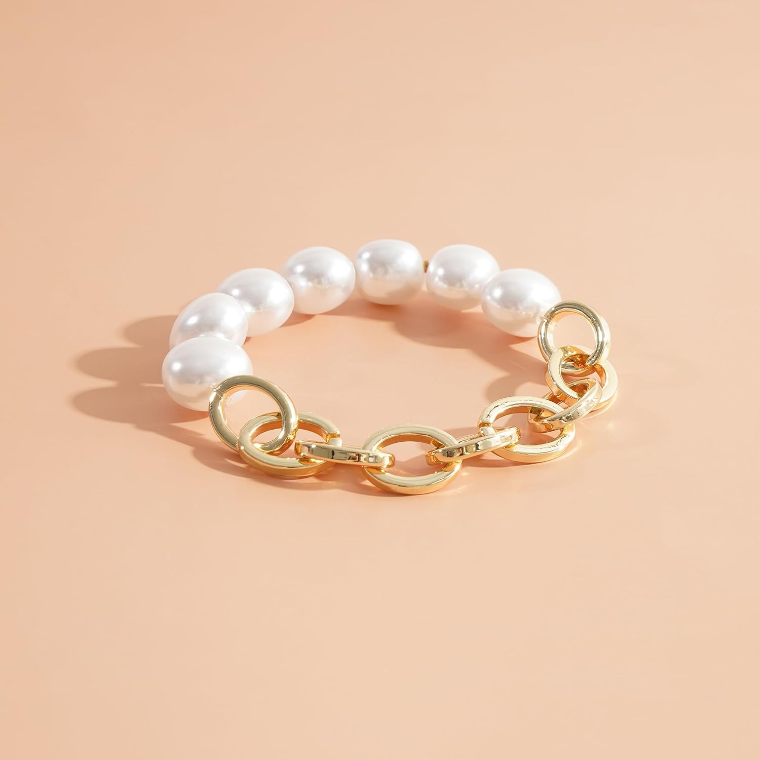 LALAPPLE Gold Plated Beaded Acrylic Bamboo Tube Bangle Bracelets for Women, Colorful Chunky Curved Tube With Gold Plated Pieces Beads Stretch Bracelet Friendship Summer Beach Jewelry - Image 2