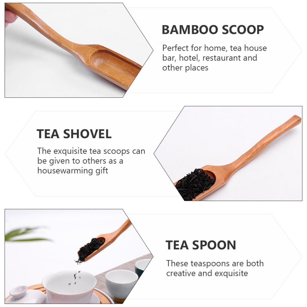 FUNOMOCYA 6 Pack Tea Spoons Curved Stirring Tools for Tea Ceremony Ergonomic Handle for Scented Tea and Loose Leaf