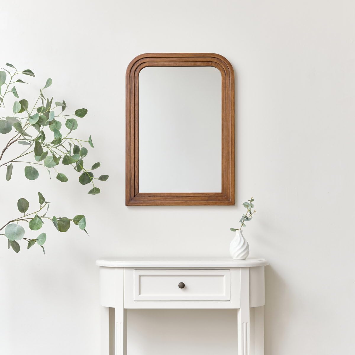 Melody Maison Dark Wood Arched Frame Wall Mirror 50Cm X 70Cm
