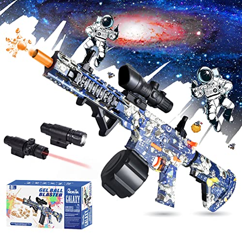 Oenlol Gel Ball Blaster Orby Gun Semi Auto Shooting Mode Outdoor Activities Drum Magazine With 60000 Water Beads Laser Flashlight(M4 Galaxy) #TOP1