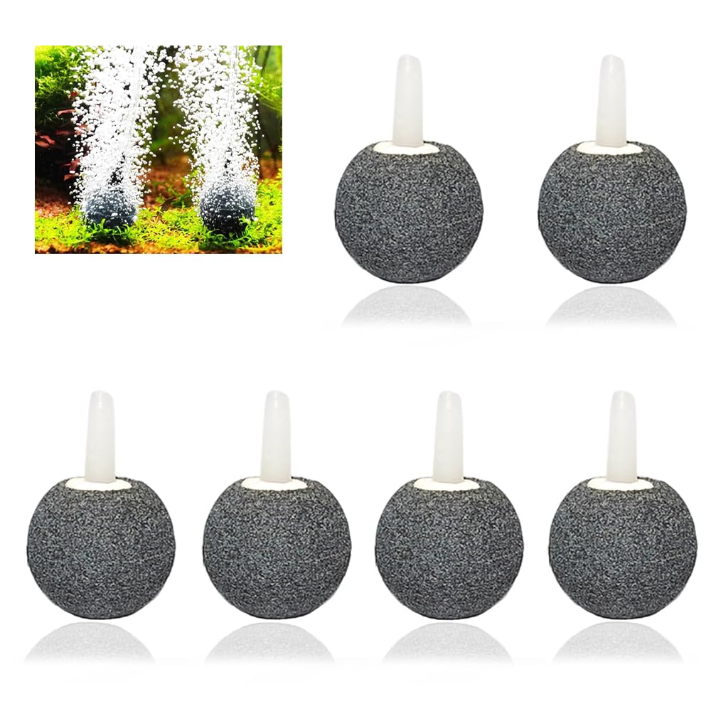 PMTFUMY Fish Tank Air Stones 6 Pcs Air Stone for Fish Tanks Aquarium Air Stone fish tank air stone Easy to Sink Air Stone Ball Bubble Diffuser for Fish Tanks Ponds and Small Buckets