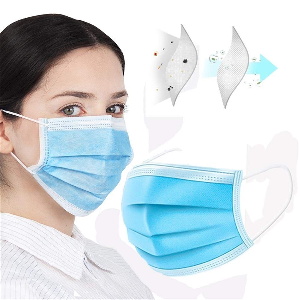 50pcs Face Masks Disposable 3 Layers Dustproof Mask Facial Protective Cover Masks Set Anti-Dust Surgical Medical Salon Earloop