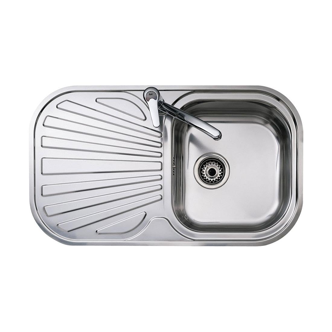 Teka Stylo 1C 1E - Fregadero de Cocina 1 Seno con Escurridor, Encastrado, para Mueble de 45 cm, Válvula Canasta, Acero Inoxidable