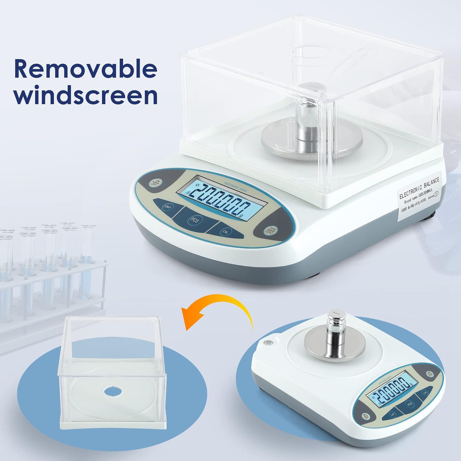 Balanza de Laboratorio 500g 0.001g Precisión, Balanza Analítica de Laboratorio de Alta Precisión con Parabrisas Balanza Científica Digital Balanza de Joyería/Cocina