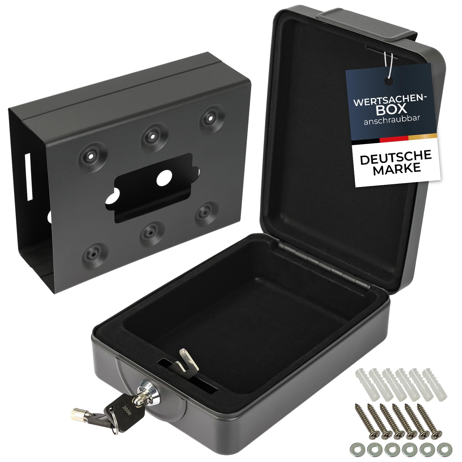 HMF 307-02 Dokumentenbox anschraubbar, Wohnmobil, Boot etc. 20,0 x 15,5 x 7,0 cm, schwarz