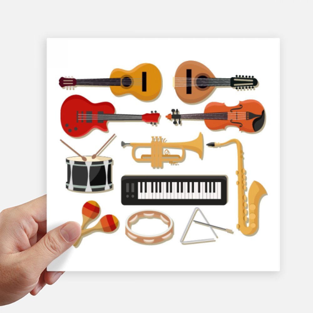 Pegatinas de guitarra y trombón de 20cm cuadradas pack de 4 unidades