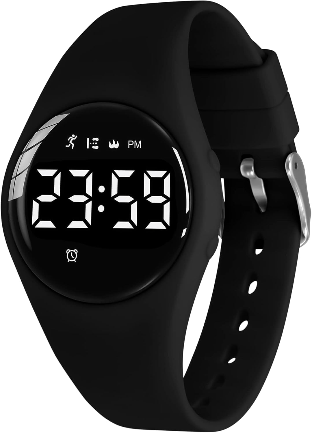 kids watches for girls boys digital sport watch with step counter pedometer vibration alarm clock, no app waterproof fitness tracker kids watch boys girls teens students ages 5-16 107-f-black