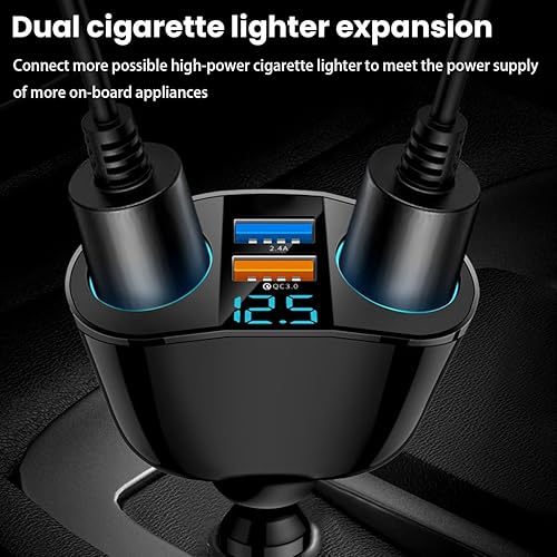 Miniatura 5 de Cigarette Lighter Splitter, USB 2.4A & QC3.0 Type C with 2 Socket Cigarette Lighter Adapter, 12V24V 120W Car Charger Splitter for GPS Dash Cam