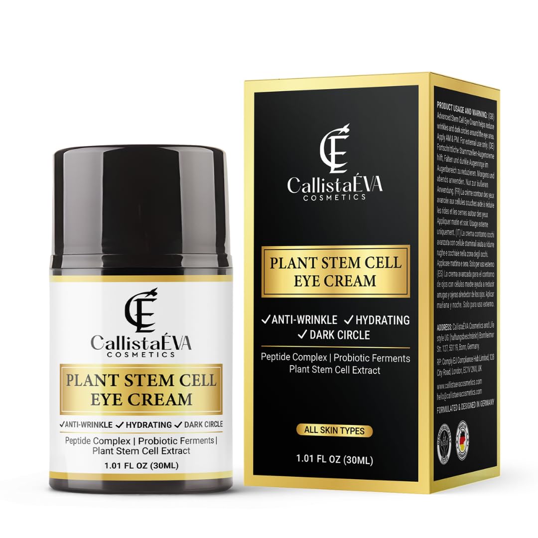 Stammzellen Augencreme - Made in Germany – Anti-Aging Augenpflege gegen Augenringe, Schwellungen & Falten – Mit Peptiden, Probiotic Ferments, Allantoin, Hyaluron, Alle Haupttypen– 15ml