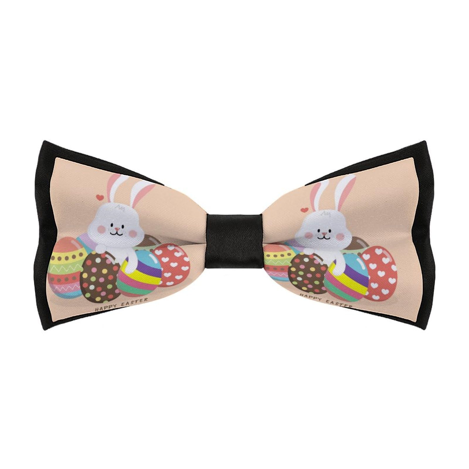 Jyyau Happy Easter Eggs Rabbit Bunny Pattern Bow Tie Adjustable Necktie For Men Business Fashion Pre-tied Tie Neckwear Novelty Accessory For Weddings Party Festival