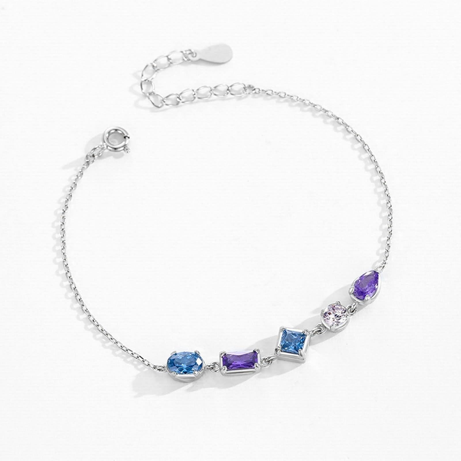 Pulsera para mujer, pulseras de joyería para mujer con amatista y topacio para mujer