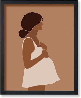 Monem Art Pregnant Woman Poster - Retro Faceless Print - Maternity Art - Pregnancy Art - African American Art - Mother's Day Art - Chic Boho Art - Bedroom or Office Decor - 8x10 UNFRAMED Wall Art