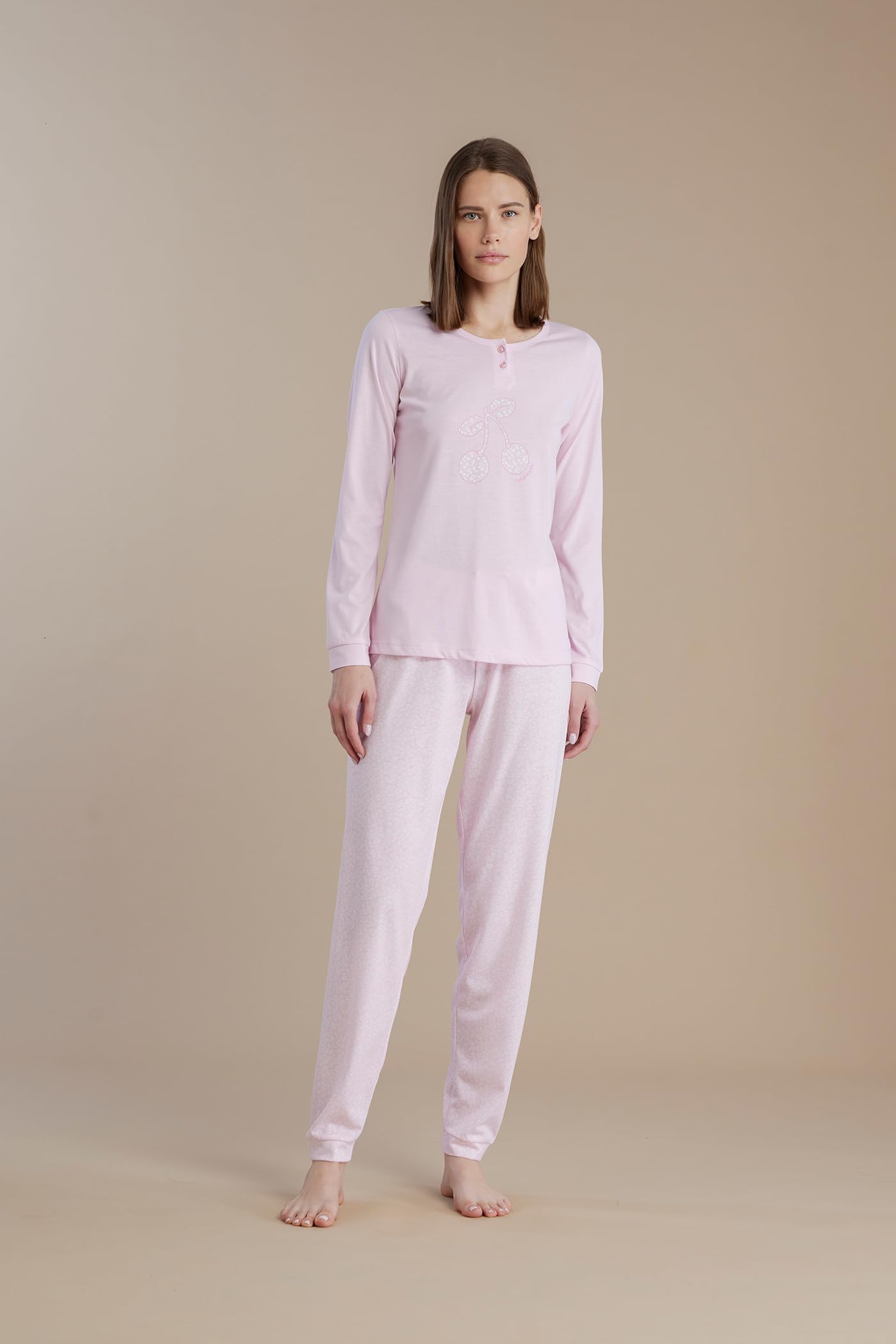 Noidinotte - Pigiama Donna in Cotone con Top Manica Lunga e Pantalone