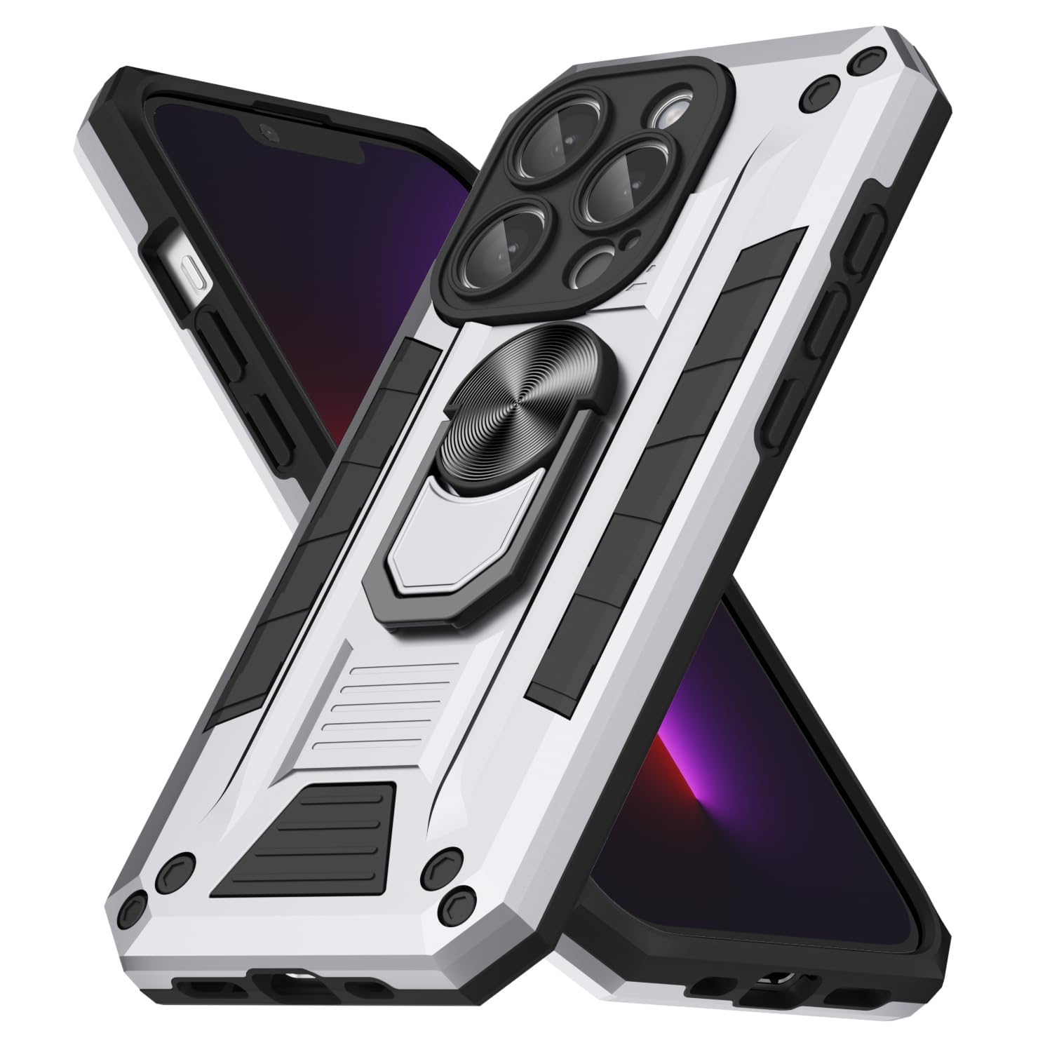 oakxco for iPhone 13 Pro Case with Magnetic Ring Stand Holder, Rugged Grip Military-Grade Proof Camera Protection Phone Case with Kickstand, Heavy