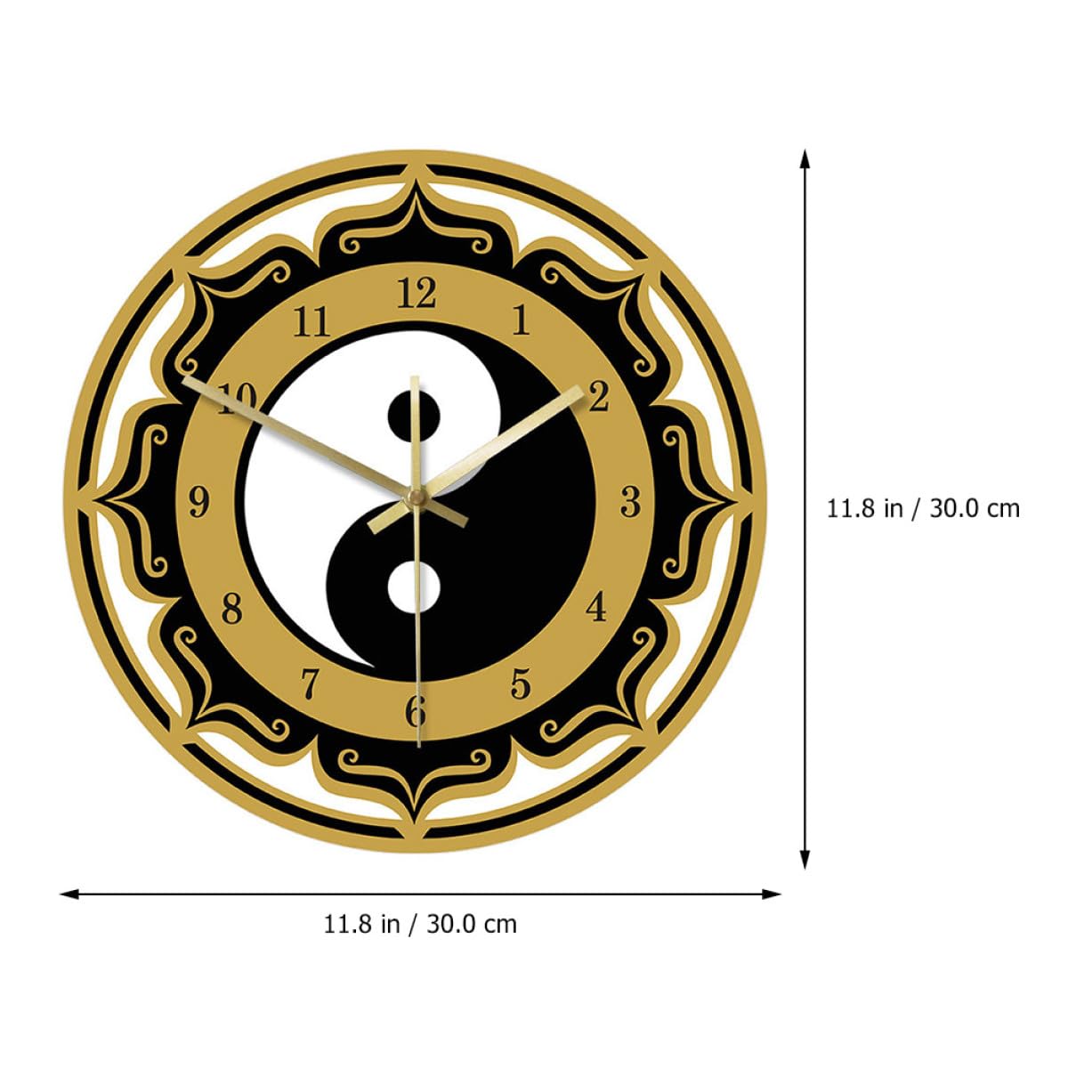HANABASS Leise Hängeuhr mit Yin-Yang Muster aus Acryl Wandmontiert Elegante Digitale Wanduhr für Wohnzimmer und Büro Moderne Dekorative Uhr