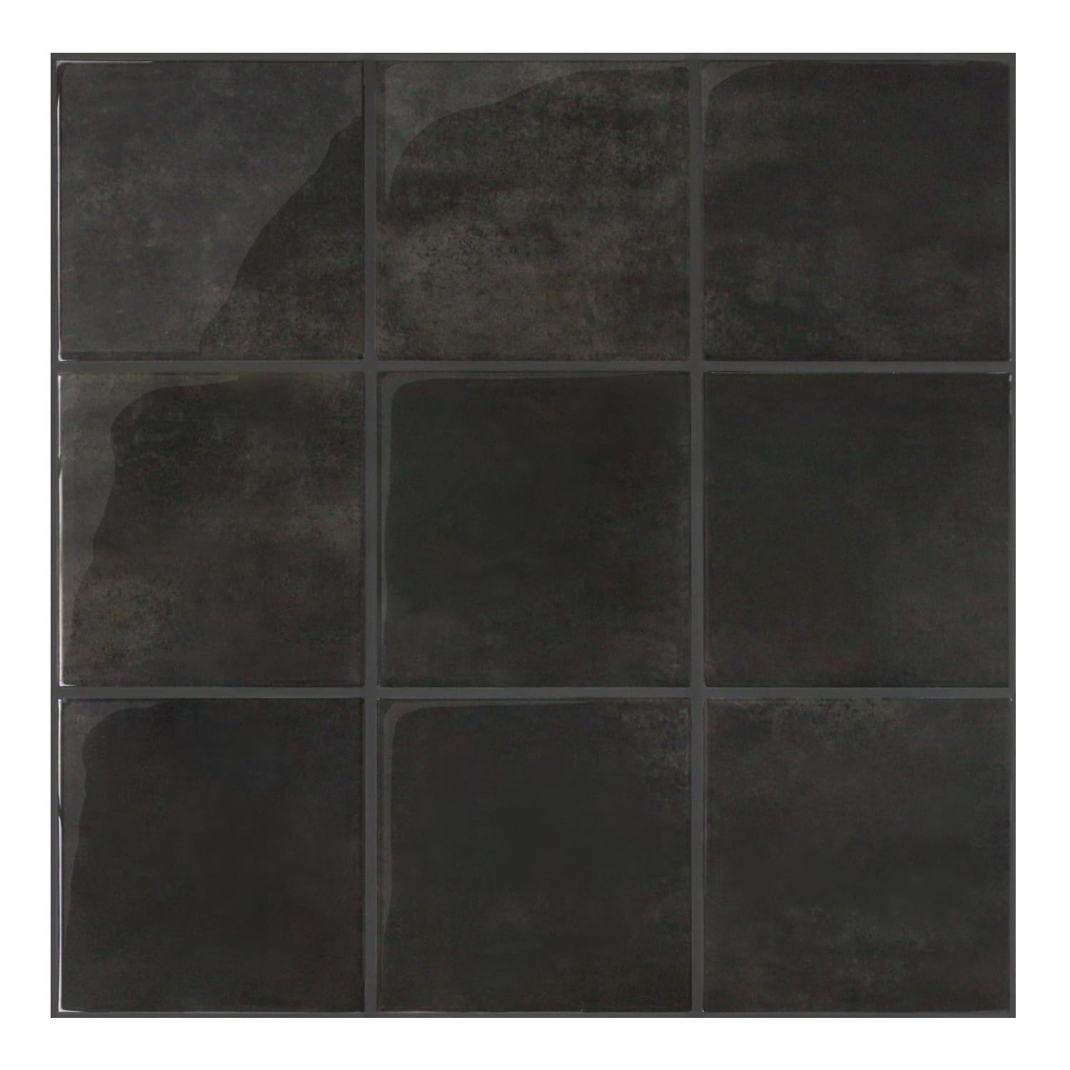 Commomy Più Spessi Piastrelle Adesive Cucina Nero, 10 pezzi | Paraschizzi Cucina Mattonelle Adesive Bagno, Vinile Pannelli Decorative 3D per Parete,30,5 x 30,5 cm