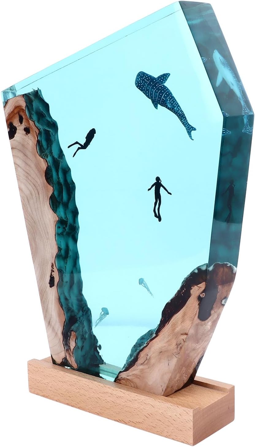 Pyhodi WhaleDivers Night Light, Whale Diver Lamp, Art Ornaments, Underwater Scene Lamp with LED Lights for Ocean Theme Desk Decoration