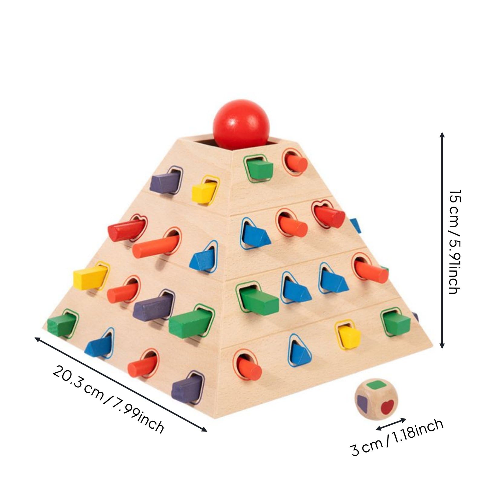 Kinder Pyramiden Pädagogisches Spielzeug Lernspiel Gesellschaftsspiel mit Würfelrunde Und Stäbchen Herausziehen Ohne Kugelfall Fördert Ausdauer