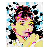 Dia Noche Fleece Blankets Soft Fuzzy 4 Sizes! by Ty Jeter Audrey Hepburn - Medium 60" x 50"
