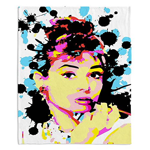 Dia Noche Fleece Blankets Soft Fuzzy 4 Sizes! By Ty Jeter Audrey Hepburn - Medium 60" X 50" #TOP17