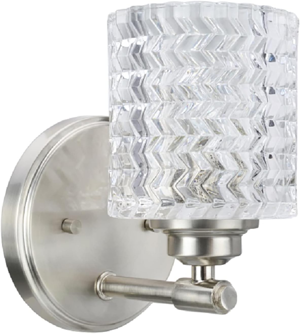 Aspen Creative 62056A, One-Light Metal Bathroom Vanity Wall Light Fixture, 5 1/2" Wide, Transitional Design in Brushed Nickel with Clear Glass Shade