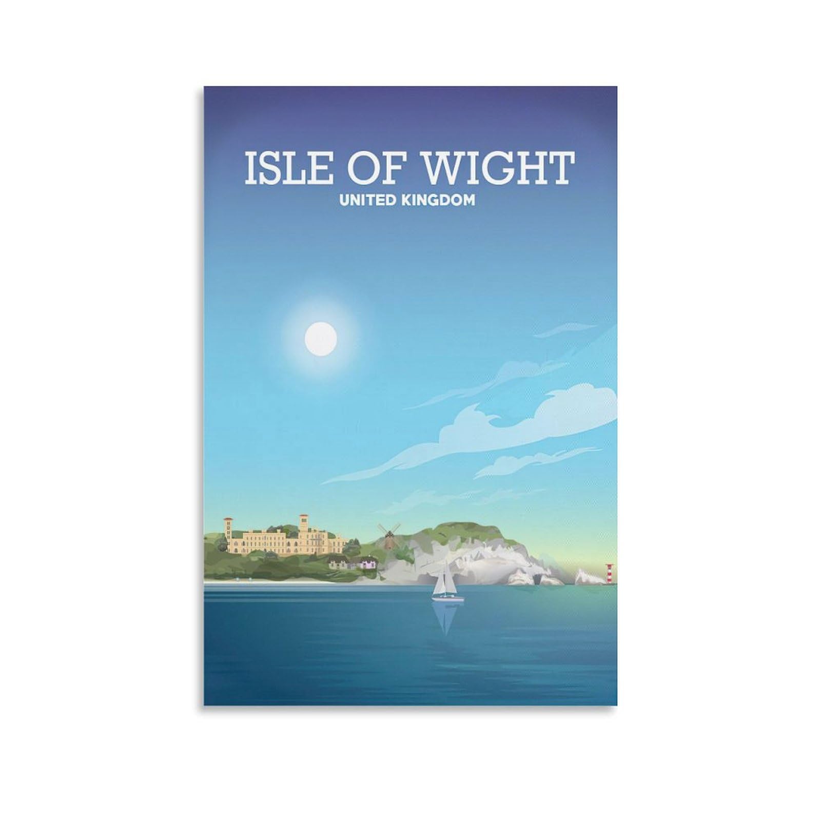 Fbaoda Isle Of Wight English Posters Vitger Travel Poster Canvas Art Wall Room House Decor Bedroom Office Posters Prints Wall Art Paitings Rustic Home Decorate for Living 08x12inch(20x30cm)