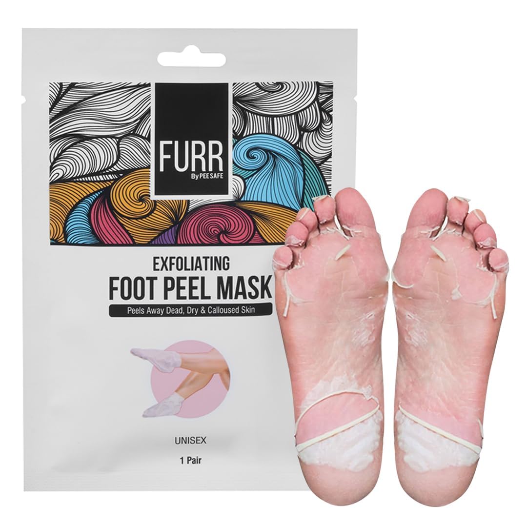 Fuur Glycolic Acid & Salicylic Acid Peeling & Exfoliating Foot Mask | Reduces Dry Skin & Hard Calluses| Exfoliates,Moisturizes & Hydrates Feet | Nourishing Foot Mask | Fits Like Socks | Unisex