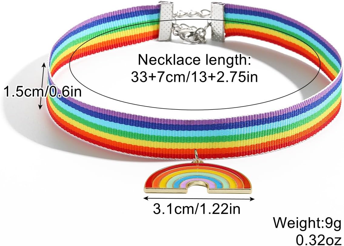 Pride Necklaces for Women Rainbow Beaded Necklace Rainbow Choker Necklace LGBT Enamel Colorful Pendant Necklaces Pride Month Jewelry image 4