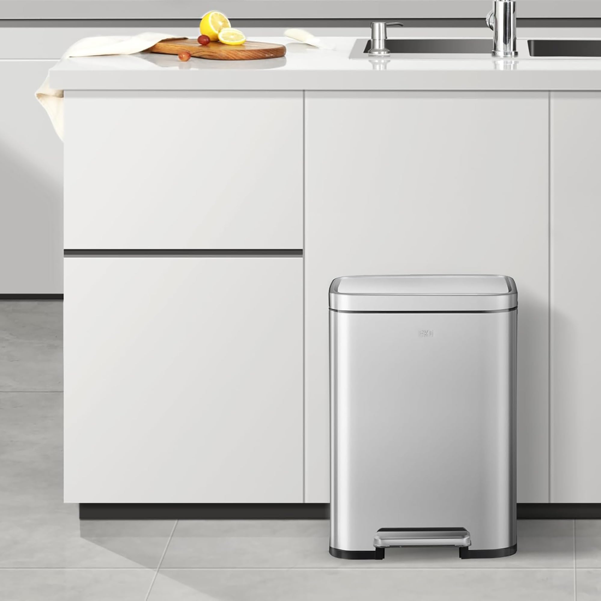 Pattumiera EKO Madison 20L in Acciaio Spazzolato, pattumiera per rifiuti da Cucina, Pedale Resistente, pattumiera per Bagno, Chiusura Ammortizzata, pattumiere, pattumiere per Bagno