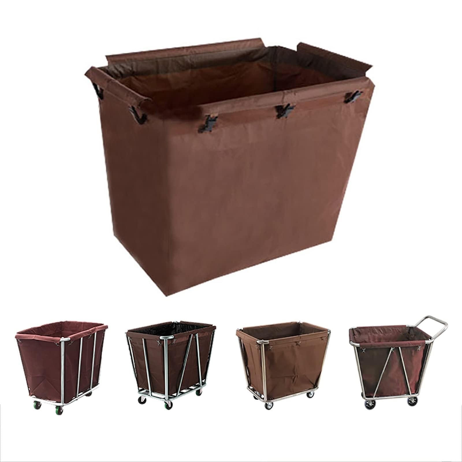 Bolsa para Ropa Sucia Extragrande - Tela Oxford Comercial, Lavable a máquina con Gancho metálico de Hierro - Ideal para Limpieza de hoteles y Uso en Coches (marrón, plástico)