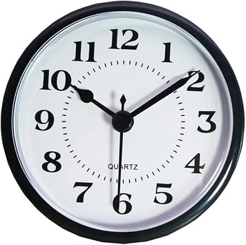 Mini Clock Insert, Quartz Clock Insert, 3-1/2 Inch 90 mm Round Quartz Clock Fit-up Movement Miniature Clock Embedded Mini Wall Clock Replacement Quartz Clock Movement Black Rim Arabic Numeral