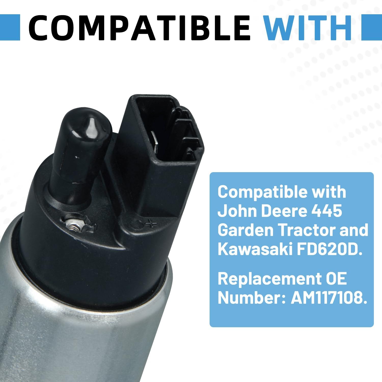 AM117108 Upgraded Fuel Pump Compatible with John Deere 445 Garden Tractor Kawasaki FD620D
