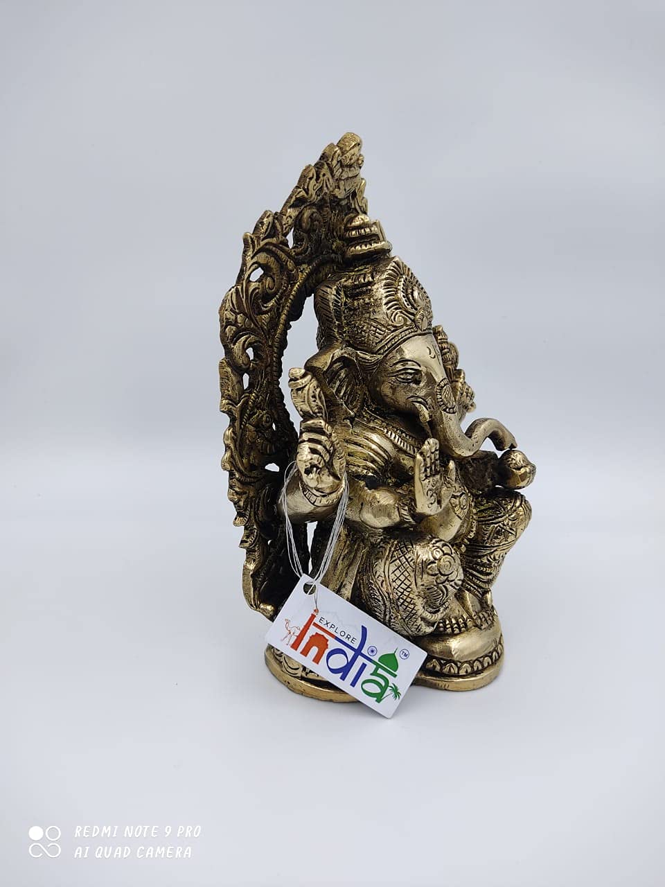 Esplora India Statua in ottone Ganesh | Statua del Signore Ganpati | Scultura antica di Ganesha | Idolo per la casa/sala Puja | Showpiece | Sidhivinayak Murti | Articolo regalo (15,2 x 8,9 x