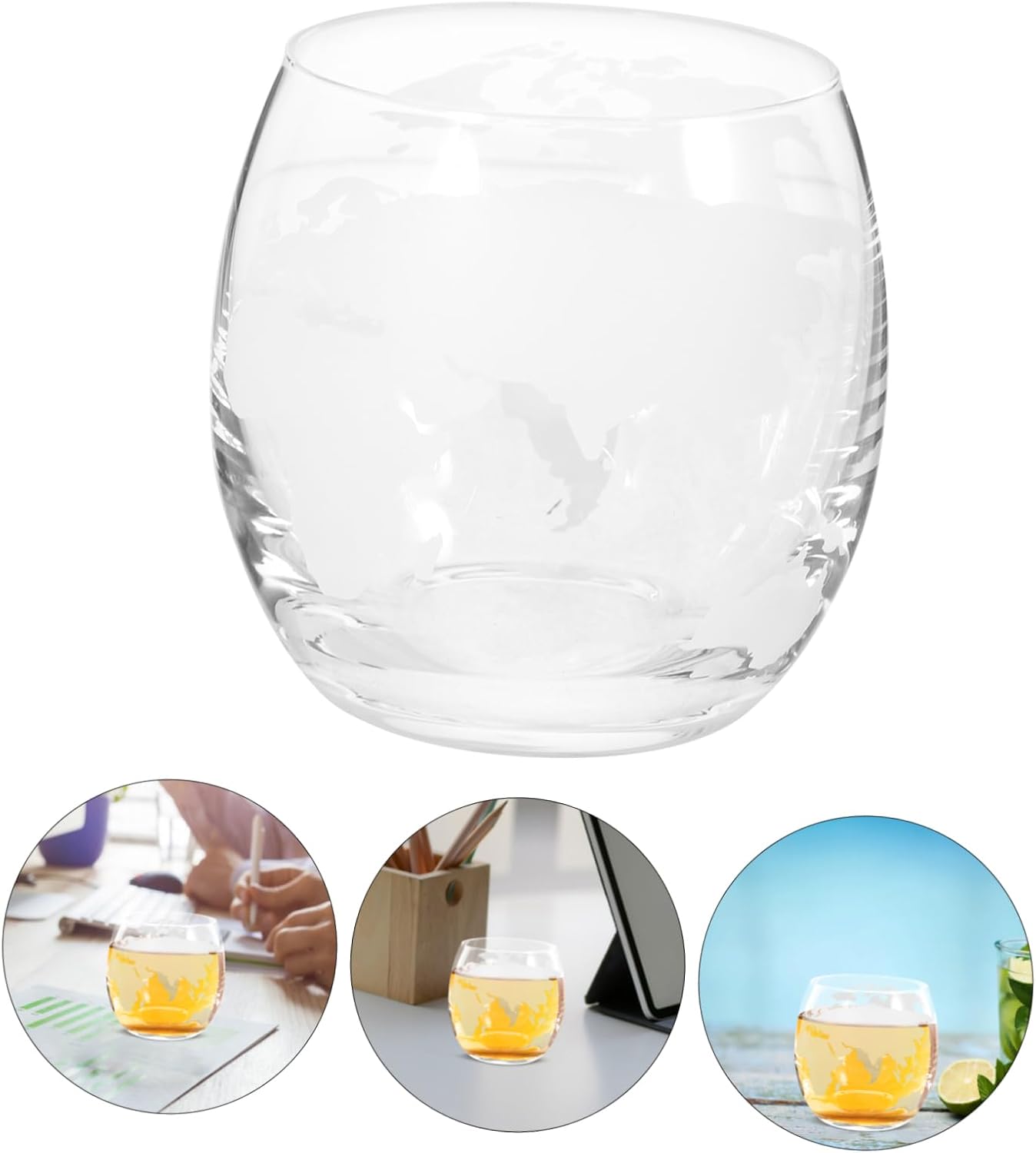 2pcs Glass Cups 450ml with Map Print, Xmas Home Celebration