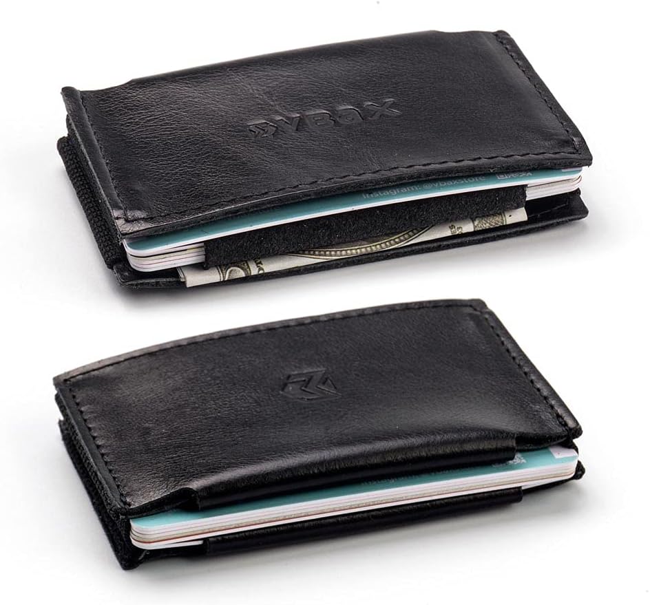 Slim Leather Wallet for Men & Women – Minimalist Front Pocket Credit Card Holder with Hidden Secret Pockets, Compact Design Fits 10 Cards & Cash – Premium Handcrafted Black Leather Finish