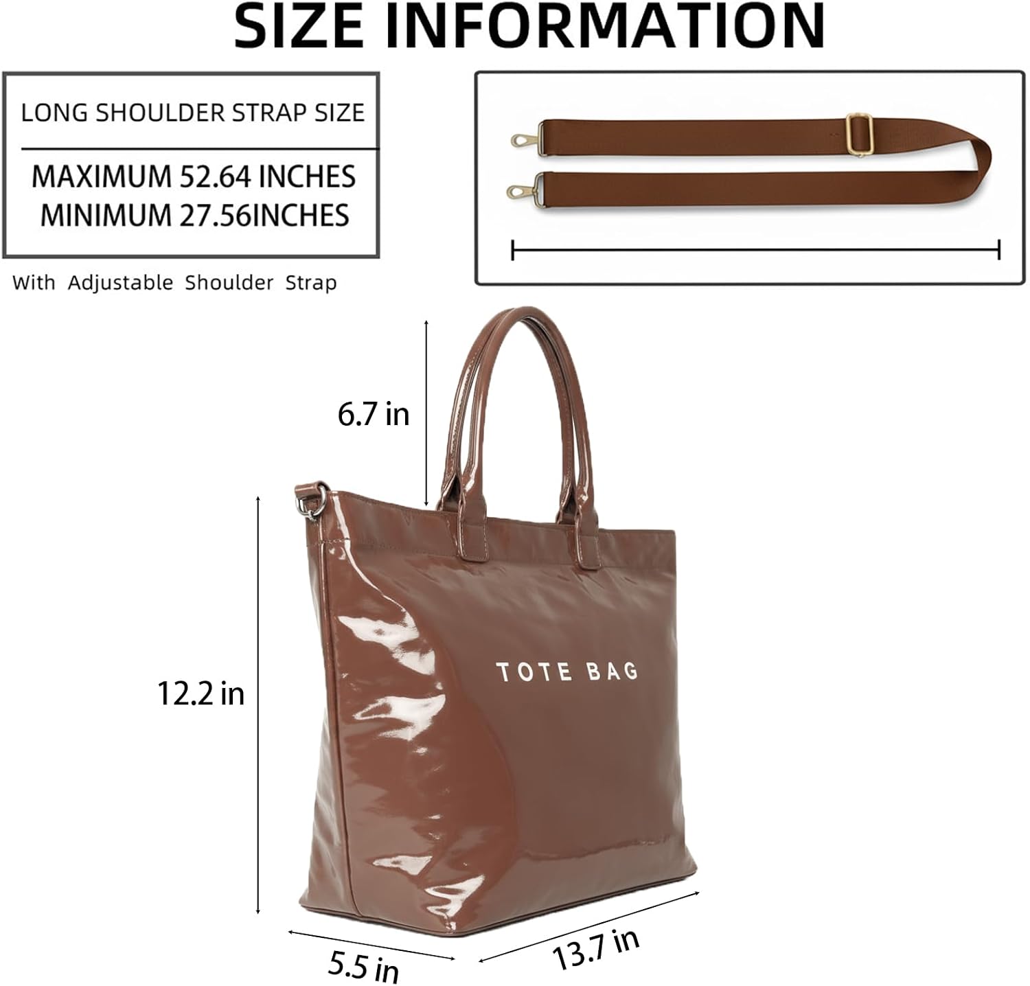 Valentoria Large PVC Tote Bag for Women Letters Print Hobo Handbags Kraft Paper Shoulder Bag with Strap for Work Travel