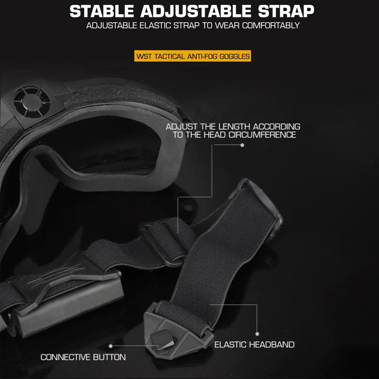 Gafas tácticas antivaho versátiles con ventilador en miniatura y capa de amortiguación que utilizan un marco de TPE duradero perfecto para airsoft, paintball y trabajo al aire libre