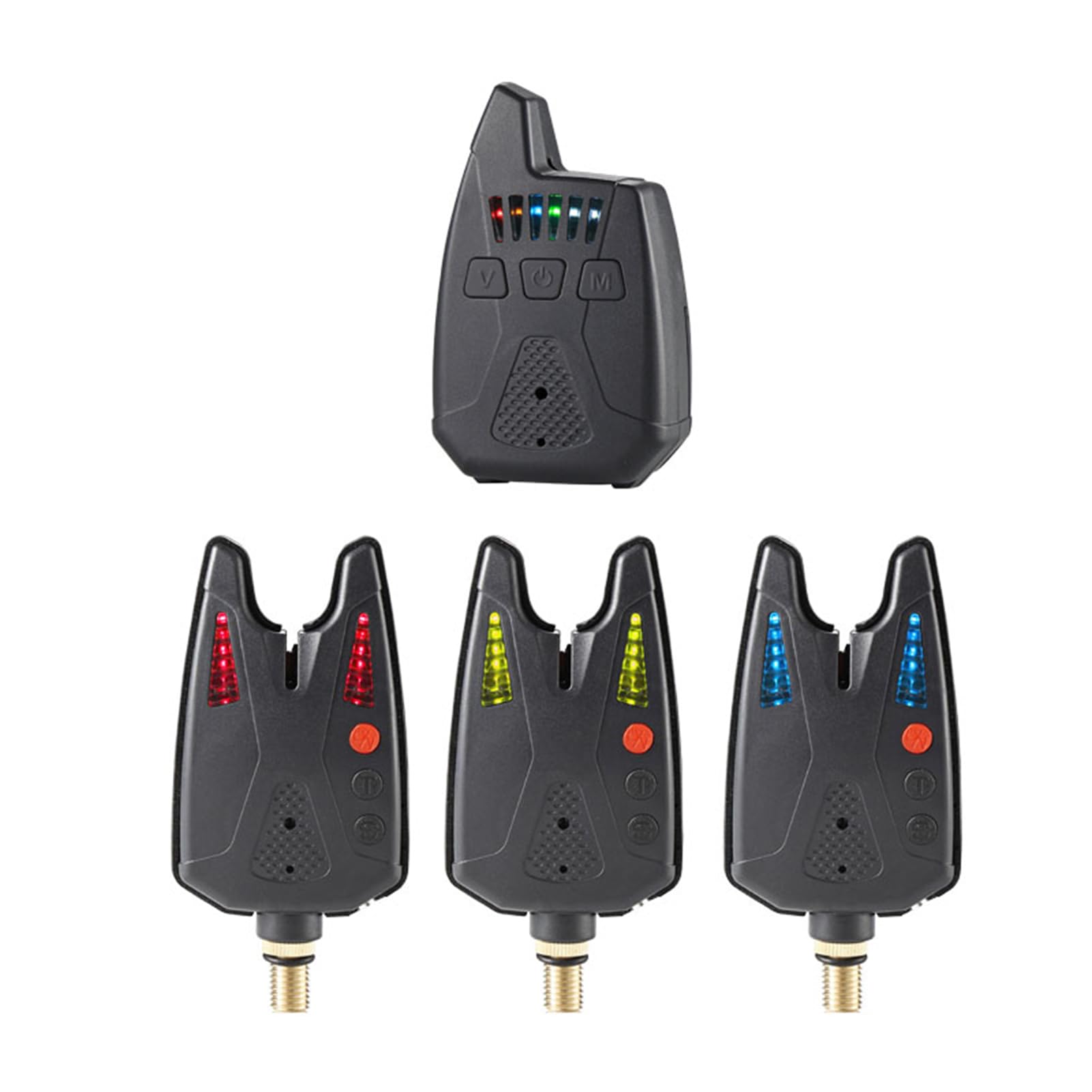 Hanzete Alertes de pêche électroniques Détecteur de touche LED sans fil Alarme de pêche numérique Récepteur de pêche Kit d'alerte sonore avec étui 200 m